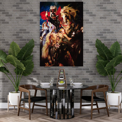Saint-George et le dragon, cheval contemporain classique, reproduction d'art mural