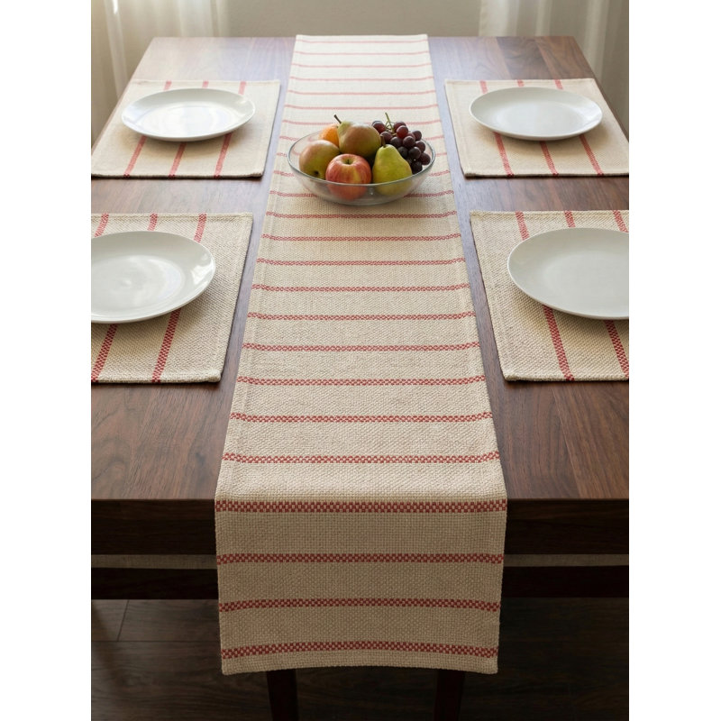 Chemin de table intérieur rouge à rayures rouges 14 x 72, Red