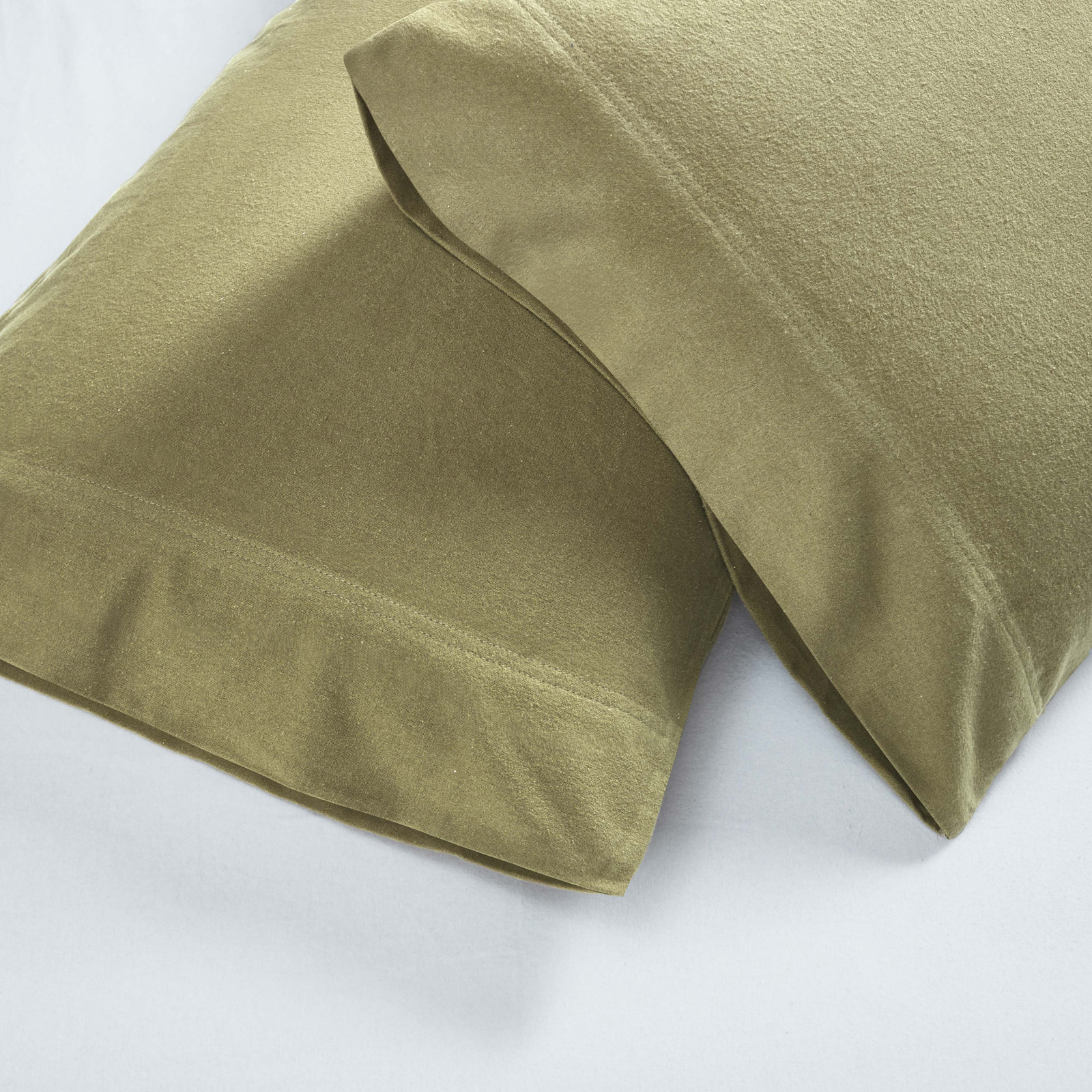 Cotton Flannel Pillowcase, Sage, Standard