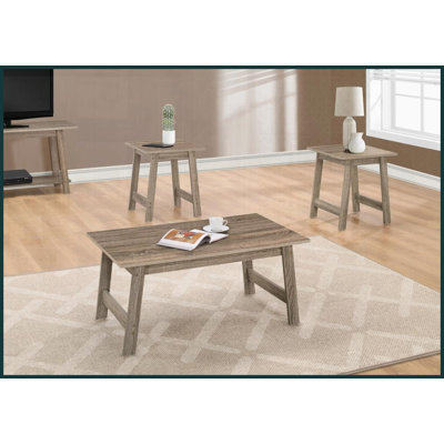 Ensemble de 3 tables basses transitionnelles 3 pièces avec 2 tables de bout - stratifié brun, spacieux et amp; Décoratif pour le salon