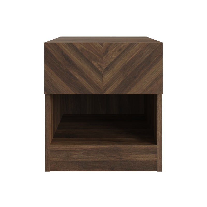 Motonori Block End Table, Dark Brown Wood