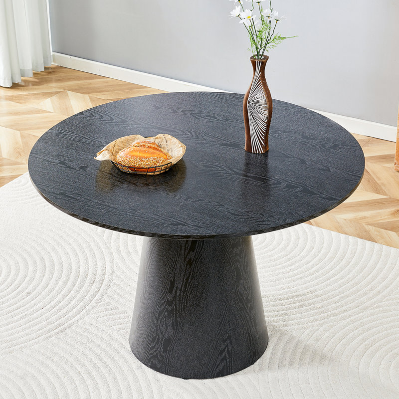 45" Round Dining Table for 4-6 People | Wooden Dining Room Table for Kitchen, 30"H x 45"L x 45"W, Black Wood
