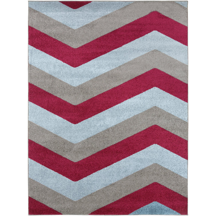 Tapis gris/cerise à la surface géométrique Greer
