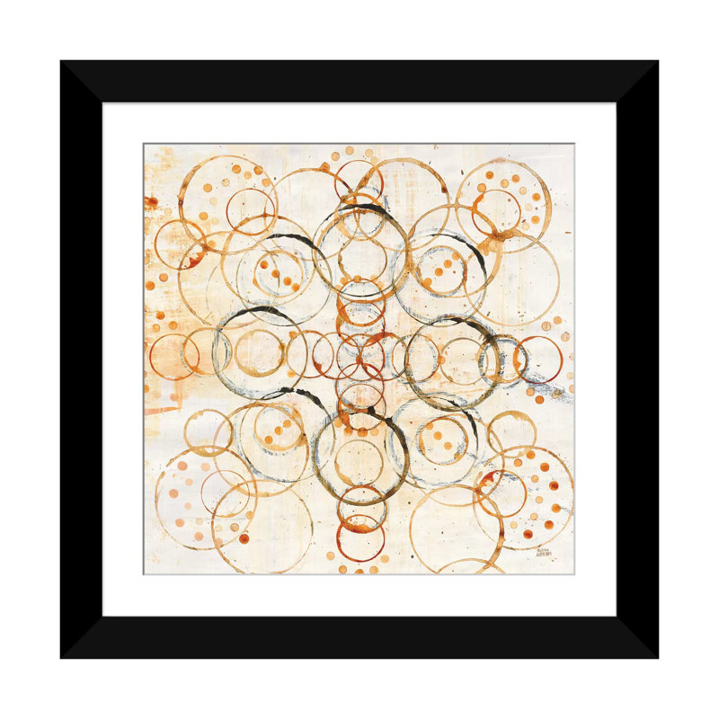 « henné mandala i », reproduction d’impression sur toile tendue, H 16 po x l 16 po x P 1 po, Papier d'art encadré noir, Blanc