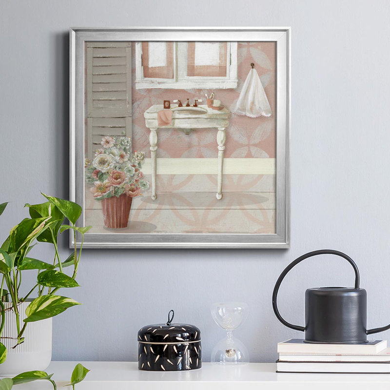 «Blush Bath Sink I», reproduction d'art sur toile encadrée, H 26,5 po x l 26,5 po x P 1,5 po, Argent