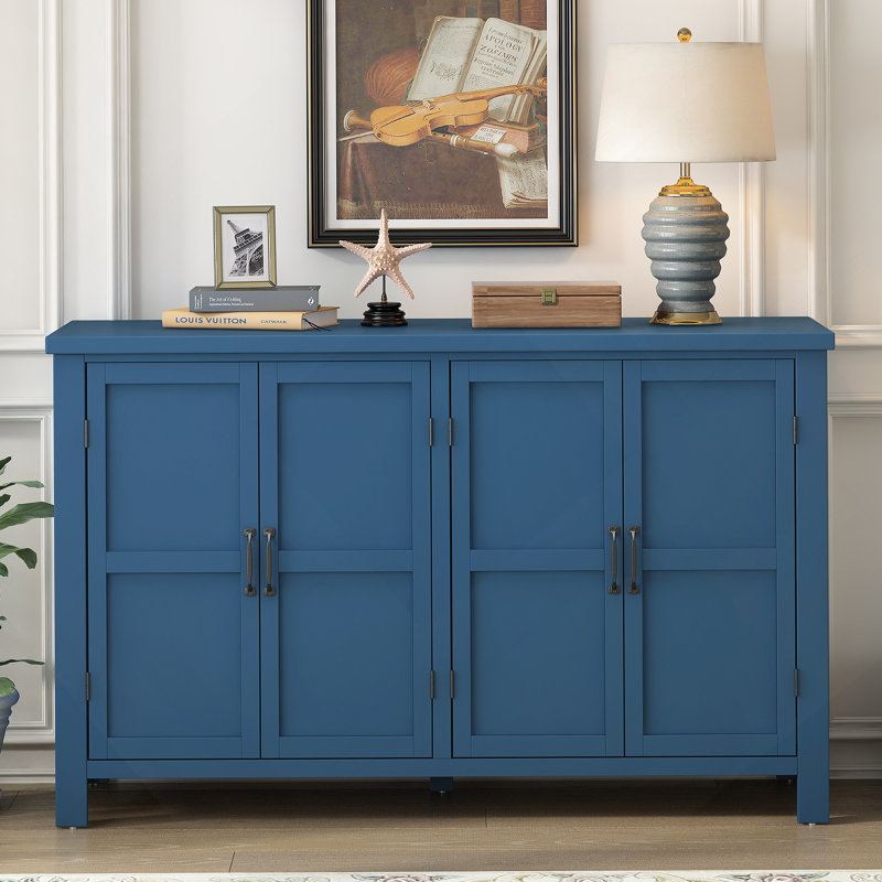 Armoire de rangement à 4 portes avec tablettes réglables Casey, Marine