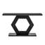 Console de vestibule contemporaine avec placage de sapin, 14,3 po Pieds hexagonaux profonds et sophistiqués 11,25 po, noir