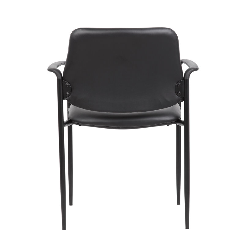 Black Caressoft Vinyl Stackable Chair with Fixed Arms