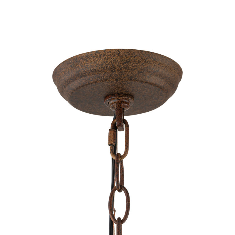 Lustre campagnard en bois 6 lumières