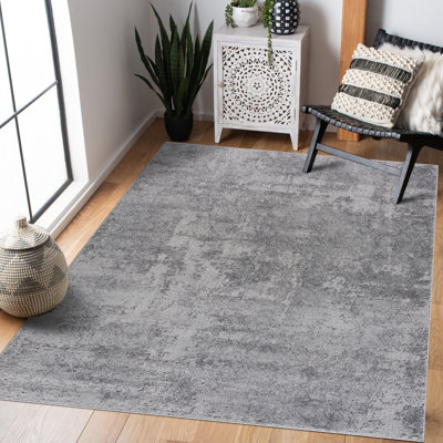 Tapis intérieur / extérieur en polypropylène abstrait tissé à la machine en gris