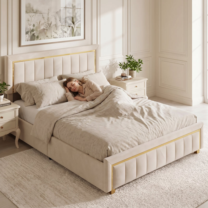 Ottoman Bed, 150 x 200cm, Beige