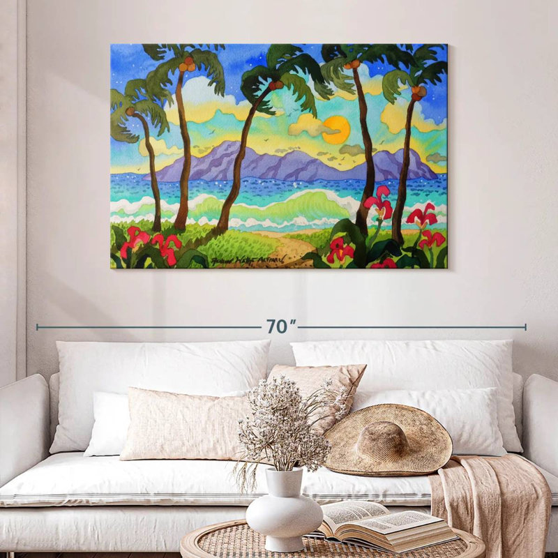 Gillard, palmiers tropicaux, H 32 po x l 48 po