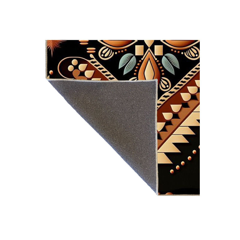 Tapis décoratif noir à motif floral noir, Sous-tapis carré 3 pi 3 po inclus