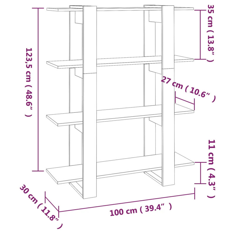 Burnaby 123.5cm H Etagere Bookcase, White, 123.5cm H x 100cm W x 30cm D