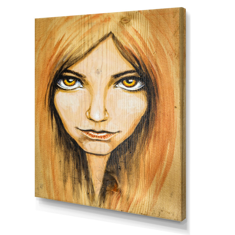 Portrait de femme abstraite - œuvre d'art sur toile pour enfants, H 20 po x l 12 po x P 1 po, Toile tendue