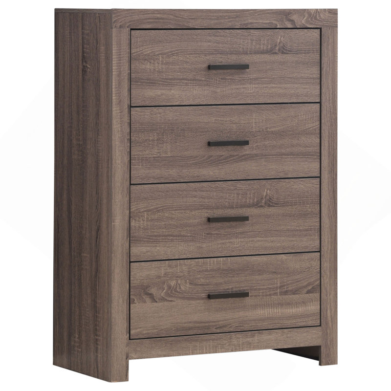 Commode rectangulaire à 4 tiroirs, Chêne