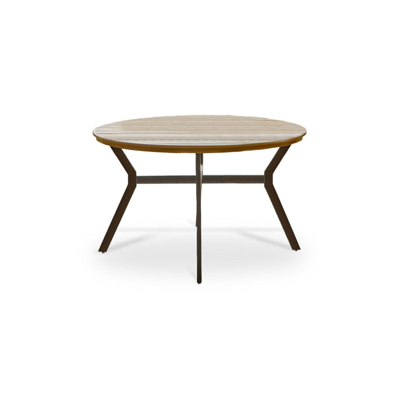 4 Seater Round Wooden Garden Dining Set with 4 Rope Chairs, Black
