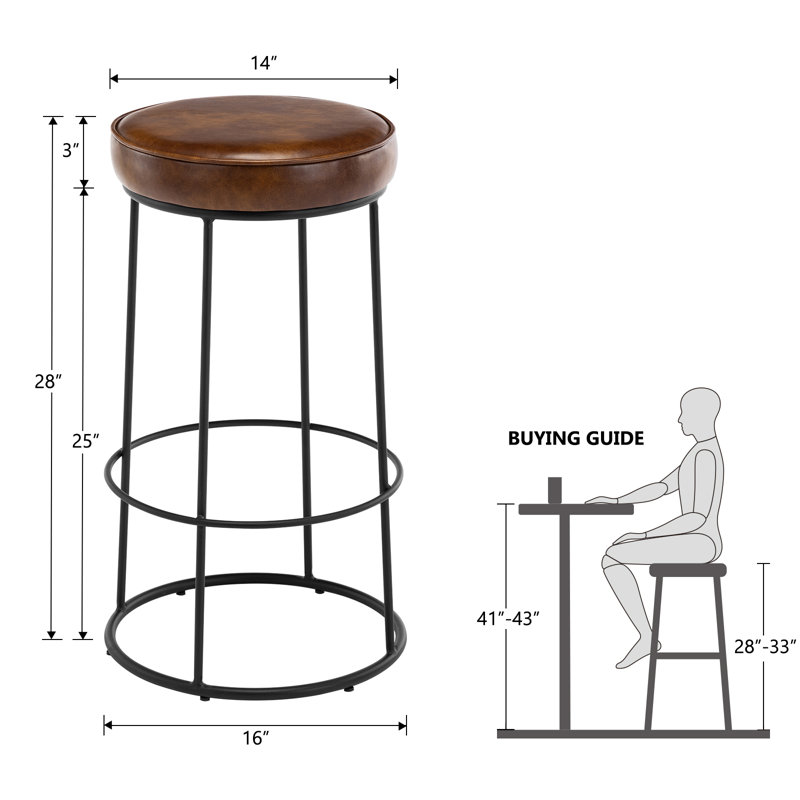 Mccree Upholstered Counter Stool with Metal Frame, Yellowish Brown