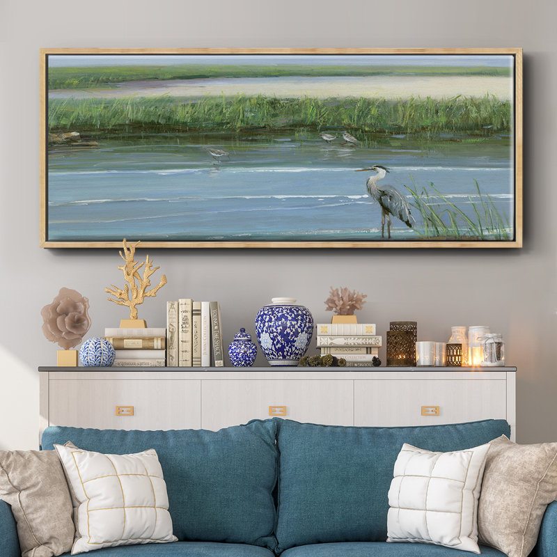 Wading at Dusk- Framed Canvas