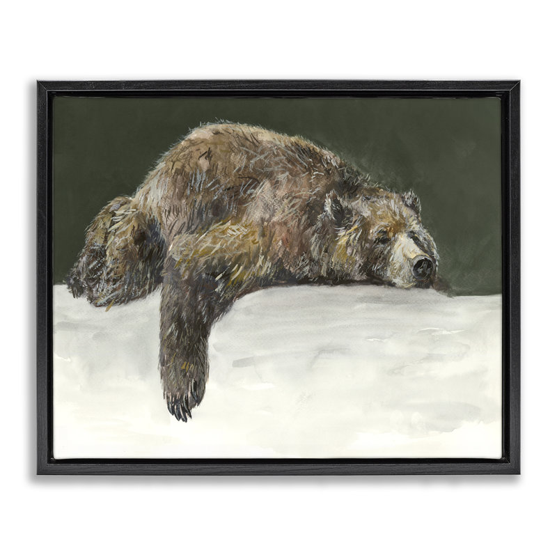 «Sleepy Woodland Bear» par Jacob Q, H 25 po x l 31 po, Cadre flottant noir de jais