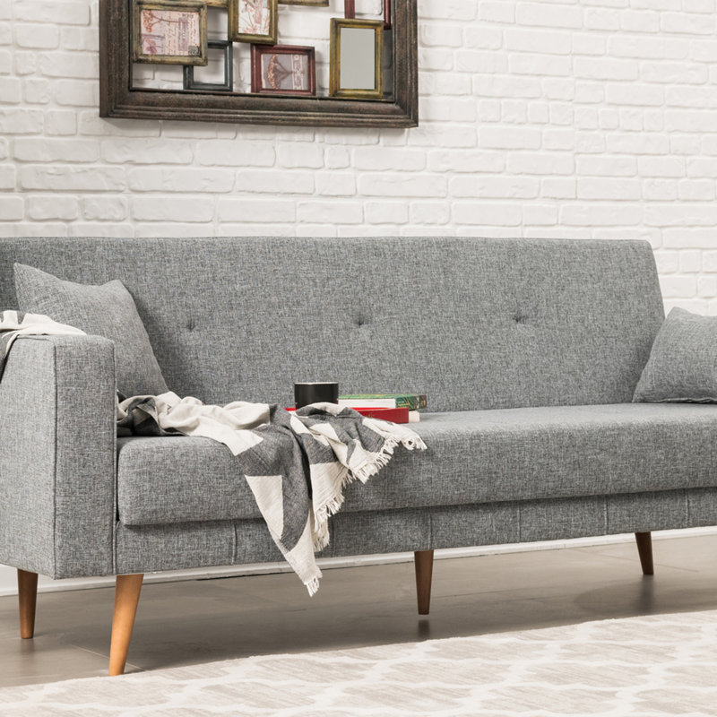 Canapé-lit rembourré 84,2 po Roreti, 100 % polyester gris