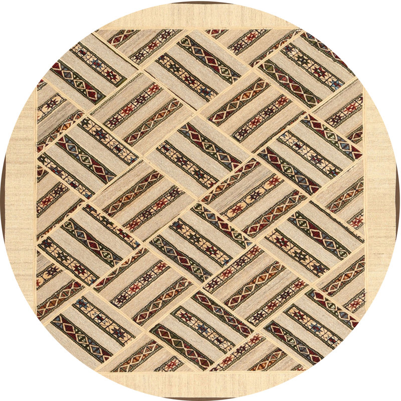 Tapis brun clair / brun clair, Rond 5 pi