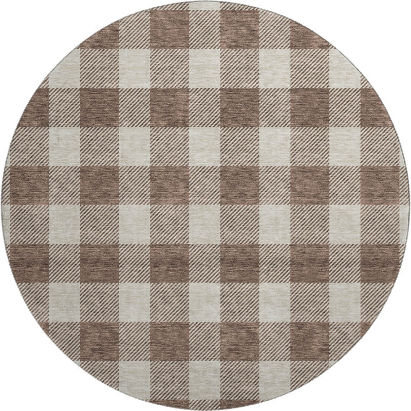 Premium Machine Washable Prisco Brown Rug, Round 8'