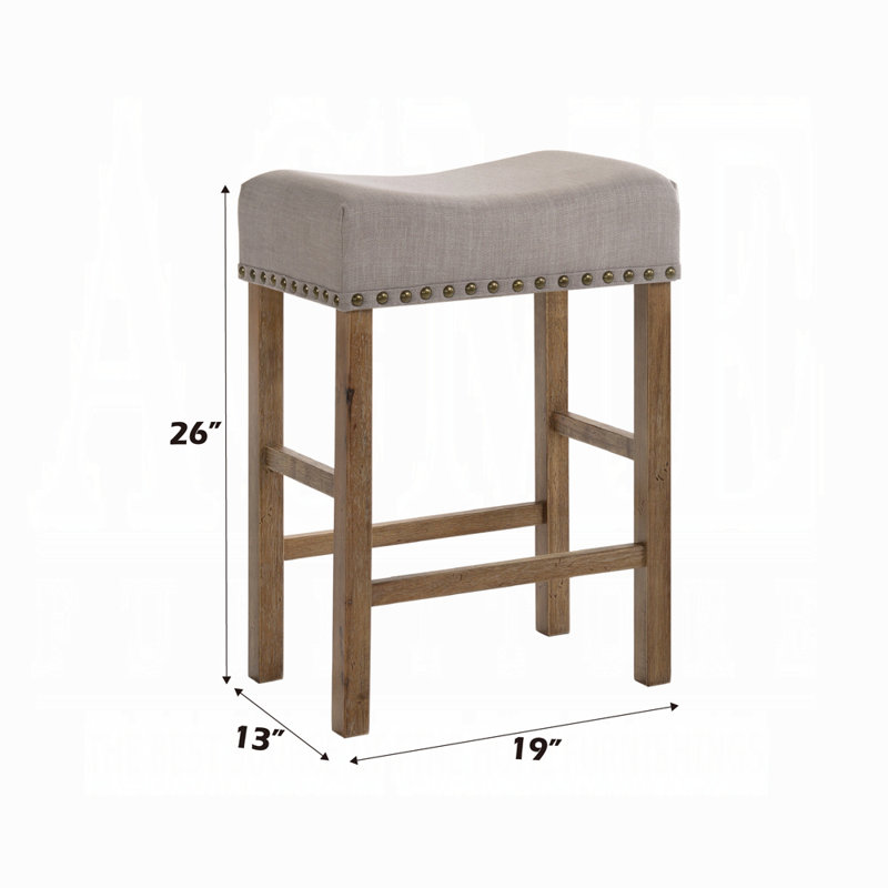 Ensemble de 2 tabourets à hauteur de comptoir en lin brun clair Modern Barrow, Chêne