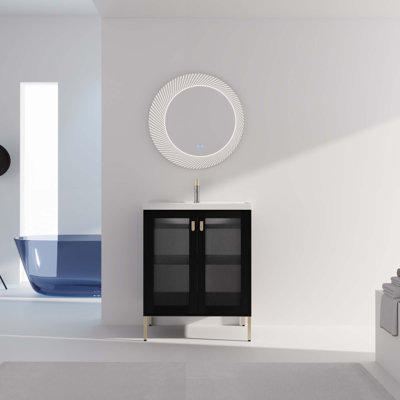 Contreplaqué de meuble-lavabo autoportant avec lavabo en céramique