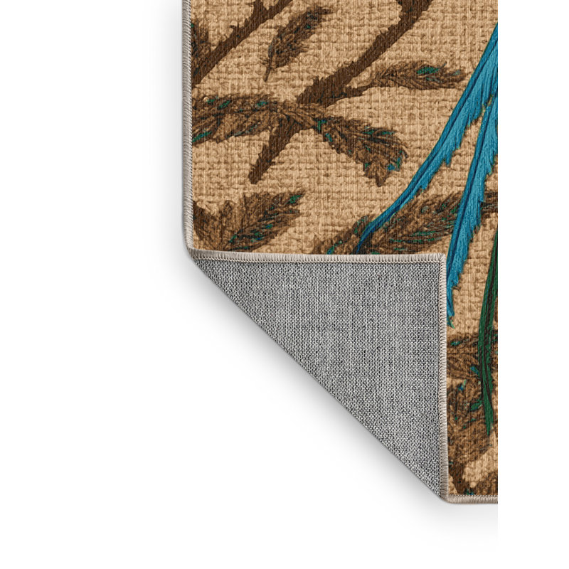 Tapis lavable d'oiseaux mouchetés Asian Paradise, Rectangulaire 2 pi x 3 pi