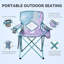 Lot de 2 chaises de camping pliantes/portables avec poche isotherme, dossier en maille et porte-gobelet (fleur, métal, lot de 2)