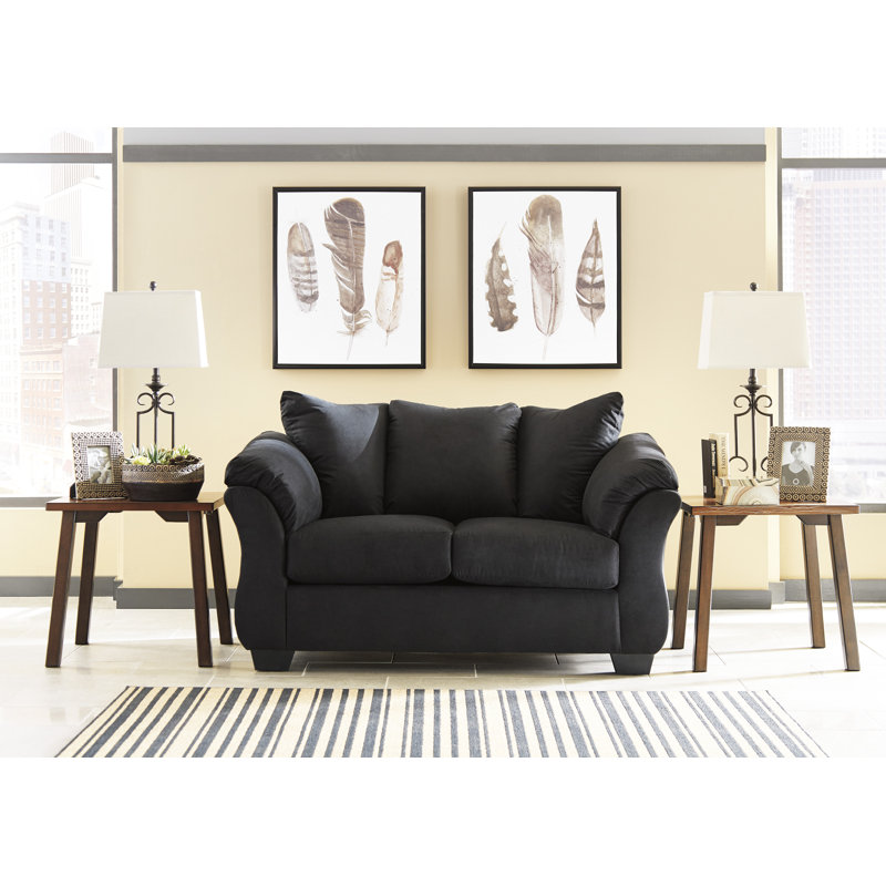 Darcy Pillow Top Arm Sofa, Black, 37" H x 67" W x 39" D