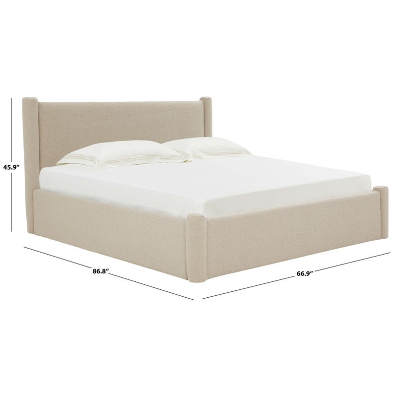 Dart Upholstered Platform Bed, Queen, Beige