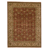 Hand Knotted Wool Oriental Area Rug in Red And Ivory