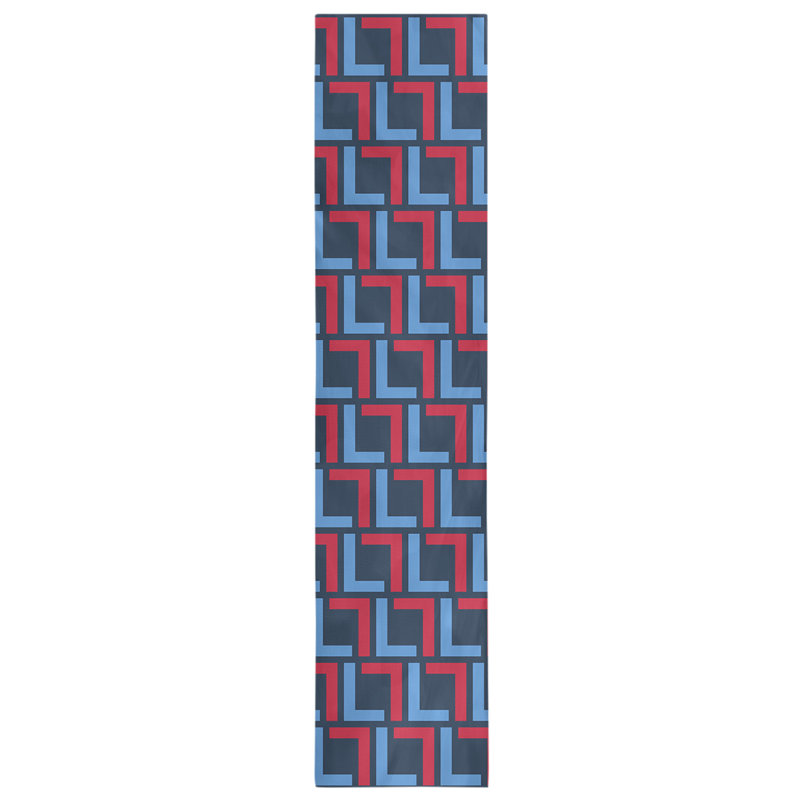 Chemin de table Tiptonville, Bleu marine / bleu / rouge, 90 po x 16 po, Coton