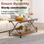 Kempst Coffee Table with Storage Shelf, Rustic Farmhouse Brown Cocktail Table with Metal Frame, 2-Tier Wood and Metal Frame Accent Table for Living Room, Apartment, or Small Spaces-1675793078