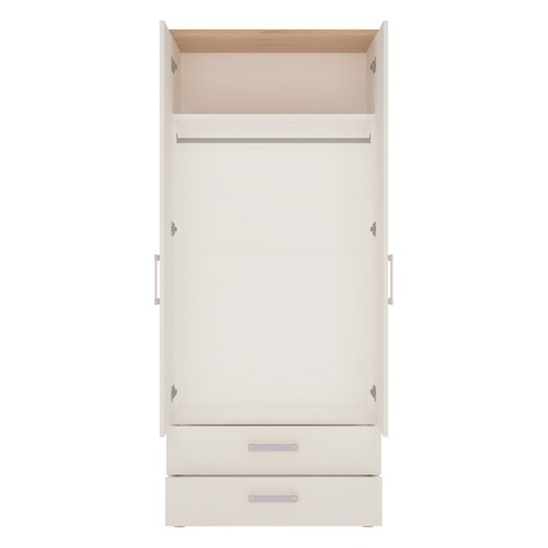 Lica 2 Door Solid Wood Wardrobe, Lilac