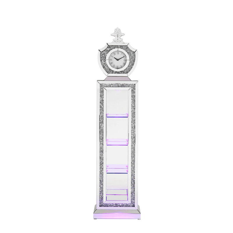 Billington Vertical Grandfather Clock with LED in Mirrored and Faux Diamonds