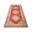 Tapis de couloir unique en laine noué à la main des années 1960 de 4 pi 10 po x 11 pi 2 po en rouge / gris / beige