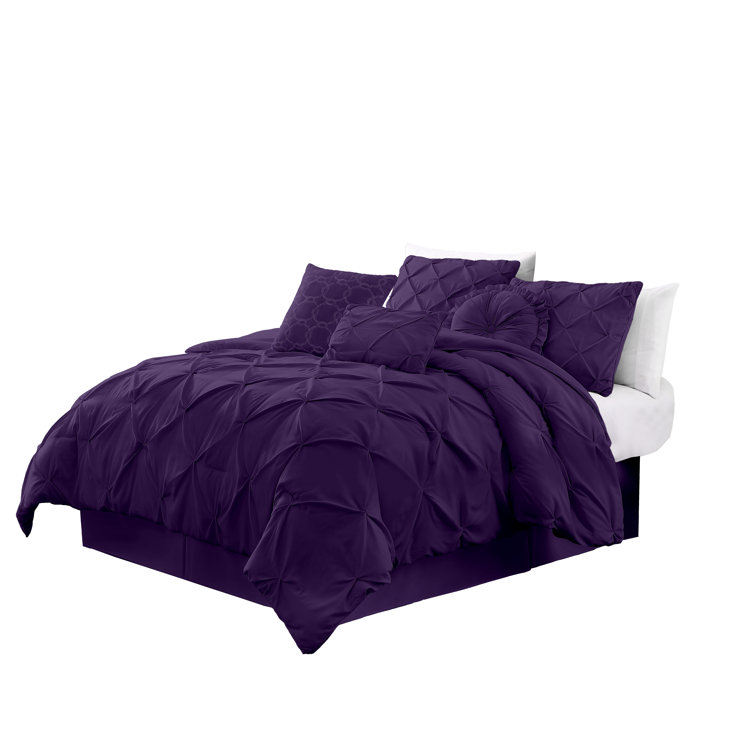 Basics All-Season Down-Alternative 3 Piece Comforter Bedding Set,  Full/Queen, Cream, Pinch Pleat With Piped Edges