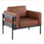 Chaise d'appoint en métal, bois et similicuir