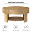 Table basse moderne en bois massif avec tablette de rangement inférieure cannelée 31,25 "Jadida-11434436