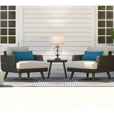 Ehrenfried 3 Piece Seating Group with Sunbrella Cushion Covers