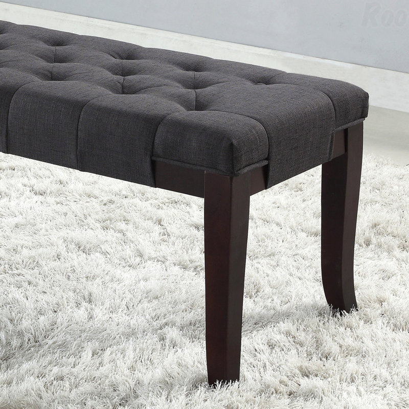 Linon Bench - Fabric Upholstered Tufted Seat, Gray