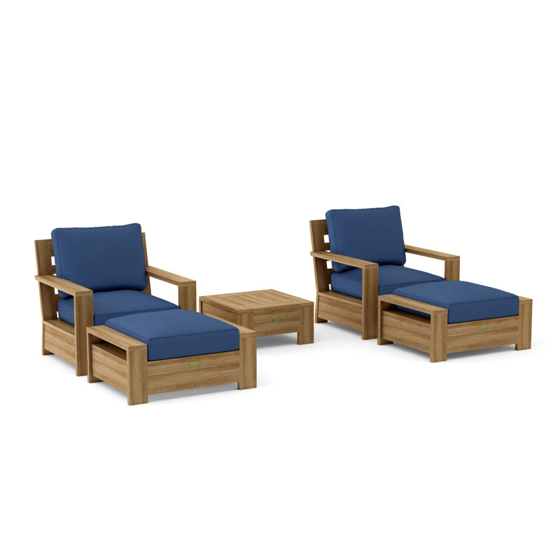 Madera Outdoor 11 - Piece Teak Conversation Set, Canvas Navy Sunbrella® Canvas