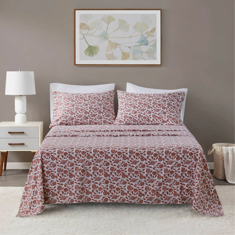 Ensemble de draps 4 pièces rouille, Full Coverlet / Bedspread + 3 Additional Pieces