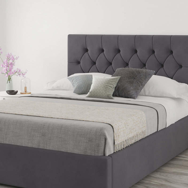 Talcott Upholstered Headboard, Velvet Steel, Kingsize (5')