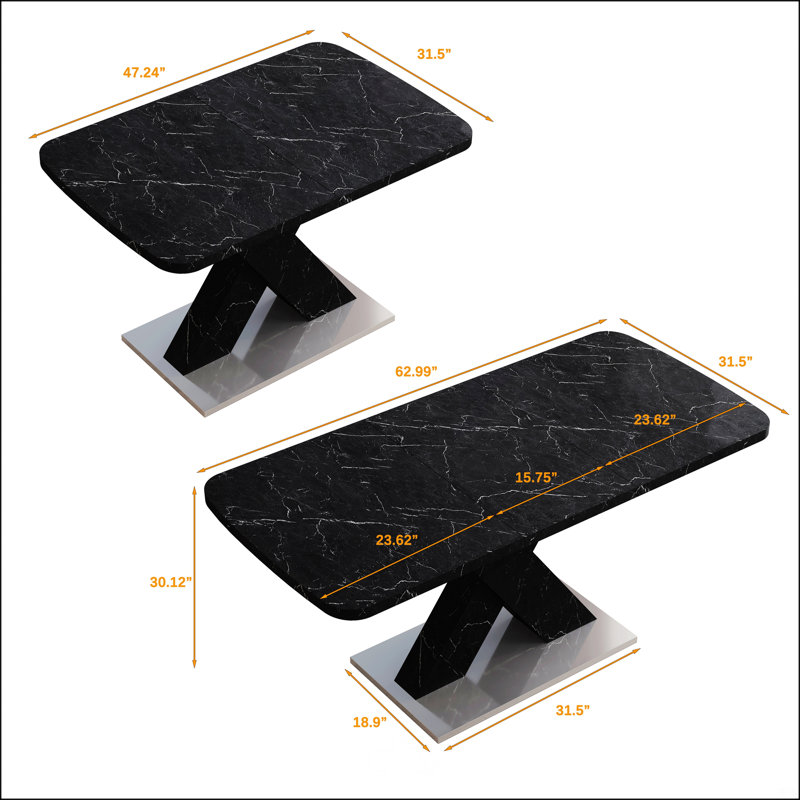 Table de salle à manger moderne, Noir, noir, noir, noir