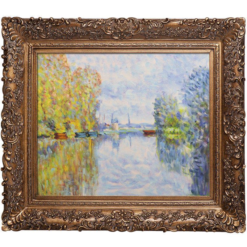 «Autumn on the seine at Argenteuil» par Claude Monet, peinture sur toile encadrée, H 29,5 po x l 33,5 po x P 2 po