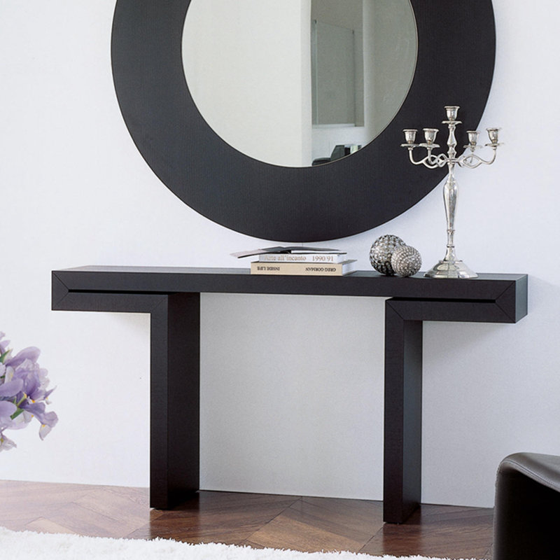 Modern minimalist Italian-style console table, 29.5" H x 55" W x 13.7" D, Black